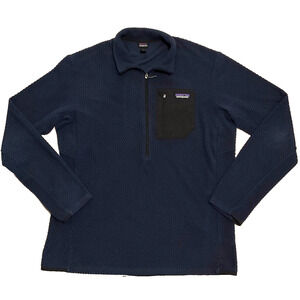 Patagonia R1 Air Zip Neck Pullover Fleece Mens LARGE Navy Blue Layer Outdoors
